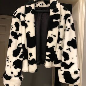 COPY - Faux Fur Cow Print Coat